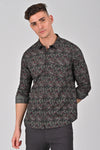 Olive Green Premium Cotton Printed Shirt