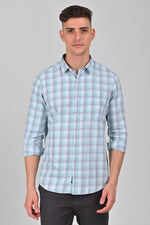 Ice Blue	Premium Cotton Checks Shirt