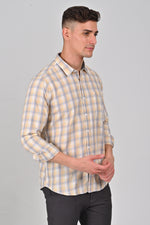 Light Beige Premium Cotton Checks Shirt