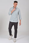 Light Green Premium Cotton Checks Shirt