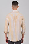 Light Yellow Premium Cotton Vertical Stripe Shirt