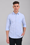 Light Blue Vertical Stripe Cotton Shirt