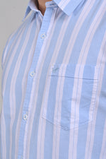 Light Blue Vertical Stripe Cotton Shirt