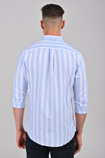 Light Blue Vertical Stripe Cotton Shirt