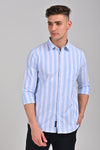 Light Blue Vertical Stripe Cotton Shirt