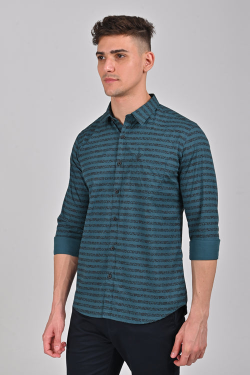 Pine Green Premium Cotton Printed Shirt