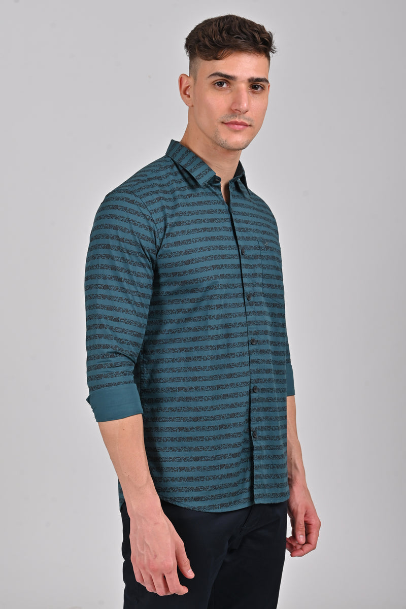 Pine Green Premium Cotton Printed Shirt