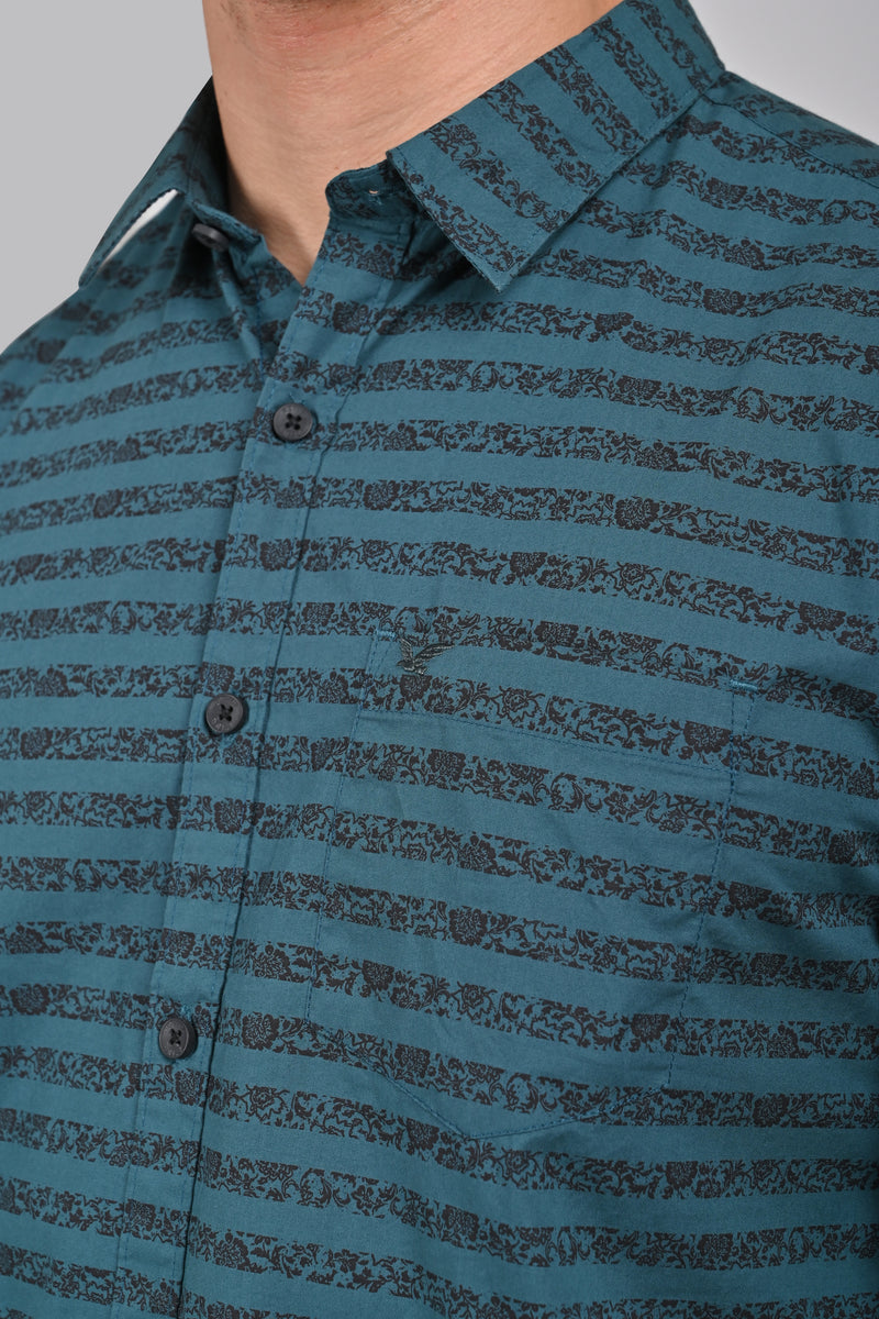 Pine Green Premium Cotton Printed Shirt