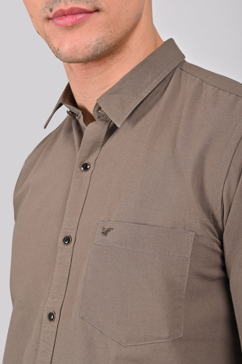Light Brown Premium Cotton Solid Shirt