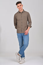 Light Brown Premium Cotton Solid Shirt