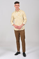 Light Khaki Weekend Cotton Printed Shirt