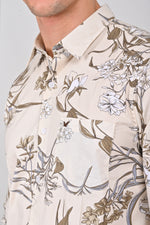 Light Khaki Premium Stretch Cotton Printed Shirt