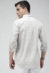 Ecru textured abstract print shirt