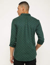 Pine Green Premium Cotton Printed Slim Fit Shirt