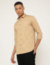 Khaki Premium Cotton Printed Slim Fit Shirt