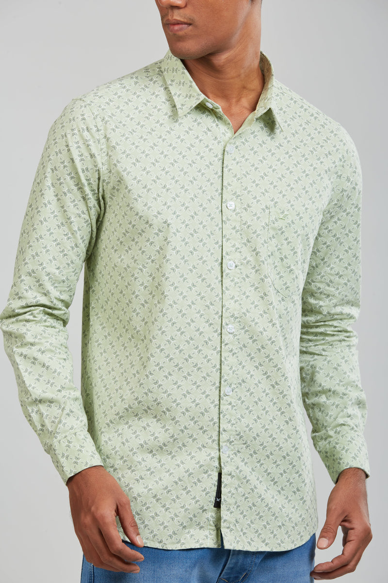 Peach Green Premium Cotton Printed Shirt