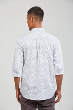 White Textured Cotton Printed Shirt