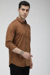 Brown solid cotton shirt