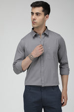 Grey solid stretch causal shirt