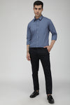 Mid Blue solid stretch causal shirt