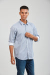 Blue Premium Cotton Printed Shirt