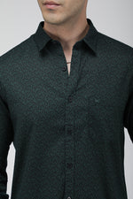 Pine Green monochrome tropical print shirt