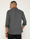 Grey Textured Premium Cotton Slim Fit Shirt