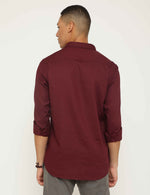 Burgundy Textured Premium Cotton Slim Fit Shirt