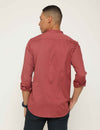 Pink Solid Cotton Mandarin Slim Fit Shirt