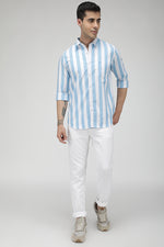 Sky Blue resort stripe cotton shirt