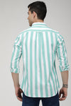 Green resort stripe cotton shirt