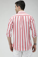 Red resort stripe cotton shirt