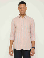 Pastel Pink Vertical Stripe Oxford Slim Fit Shirt