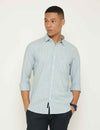 Pastel Blue Vertical Stripe Oxford Slim Fit Shirt