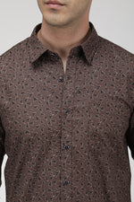 Brown geometric printed oxford shirt