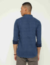 Indigo Blue Cotton Printed Slim Fit Shirt