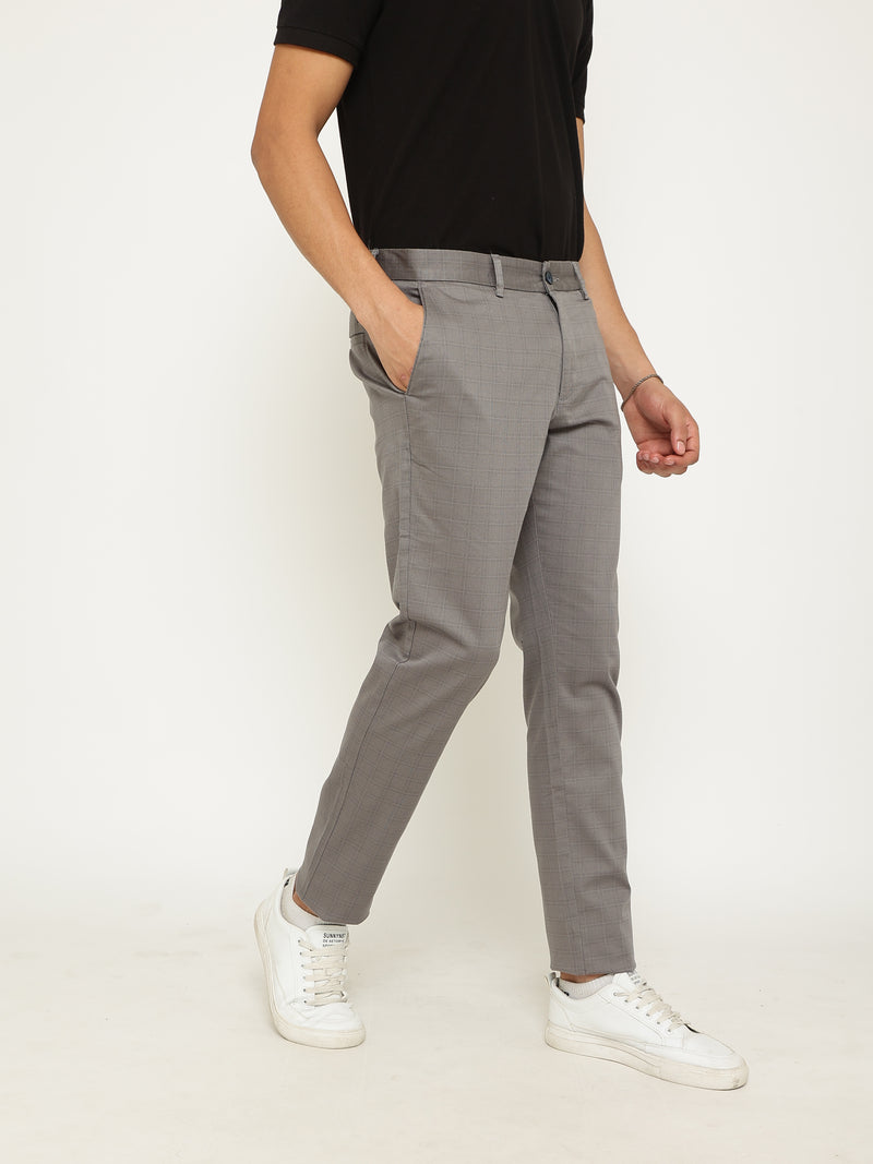 Grey Modern Fit Stretch Cotton Trouser