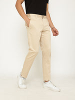 Beige Modern Fit Stretch Cotton Trouser