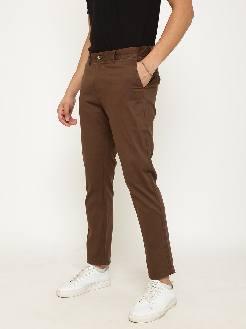 Brown Modern Fit Stretch Cotton Trouser