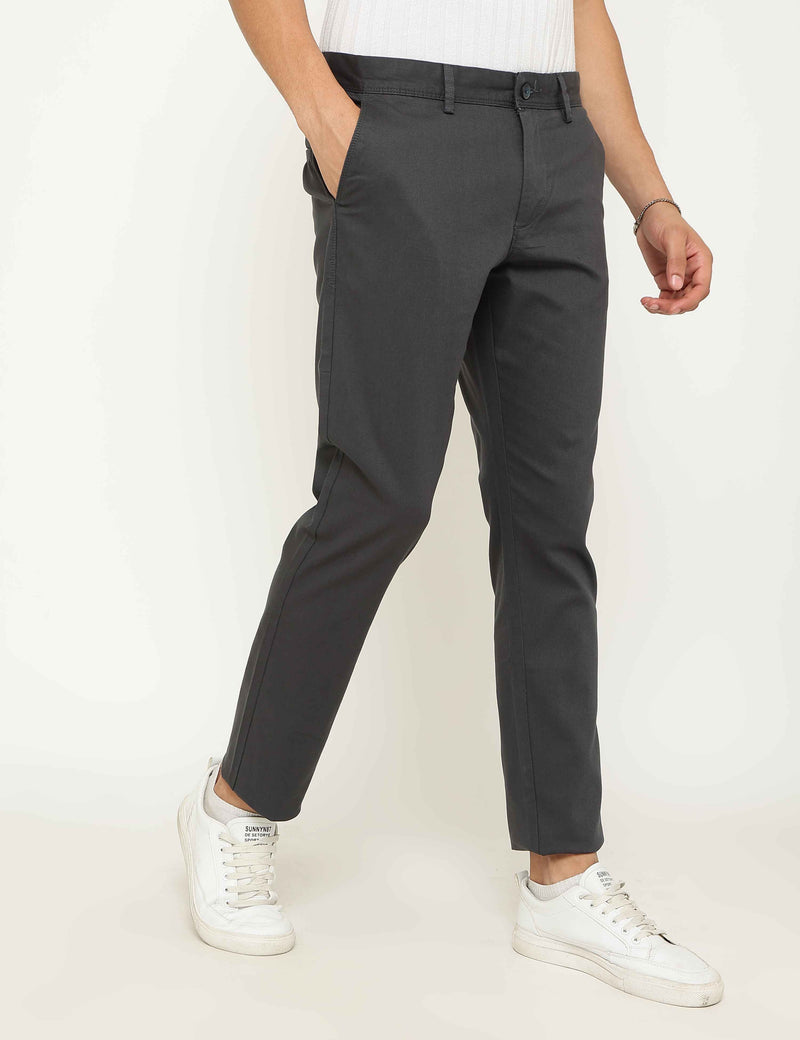 Dark Grey Modern Fit Stretch Cotton Trouser