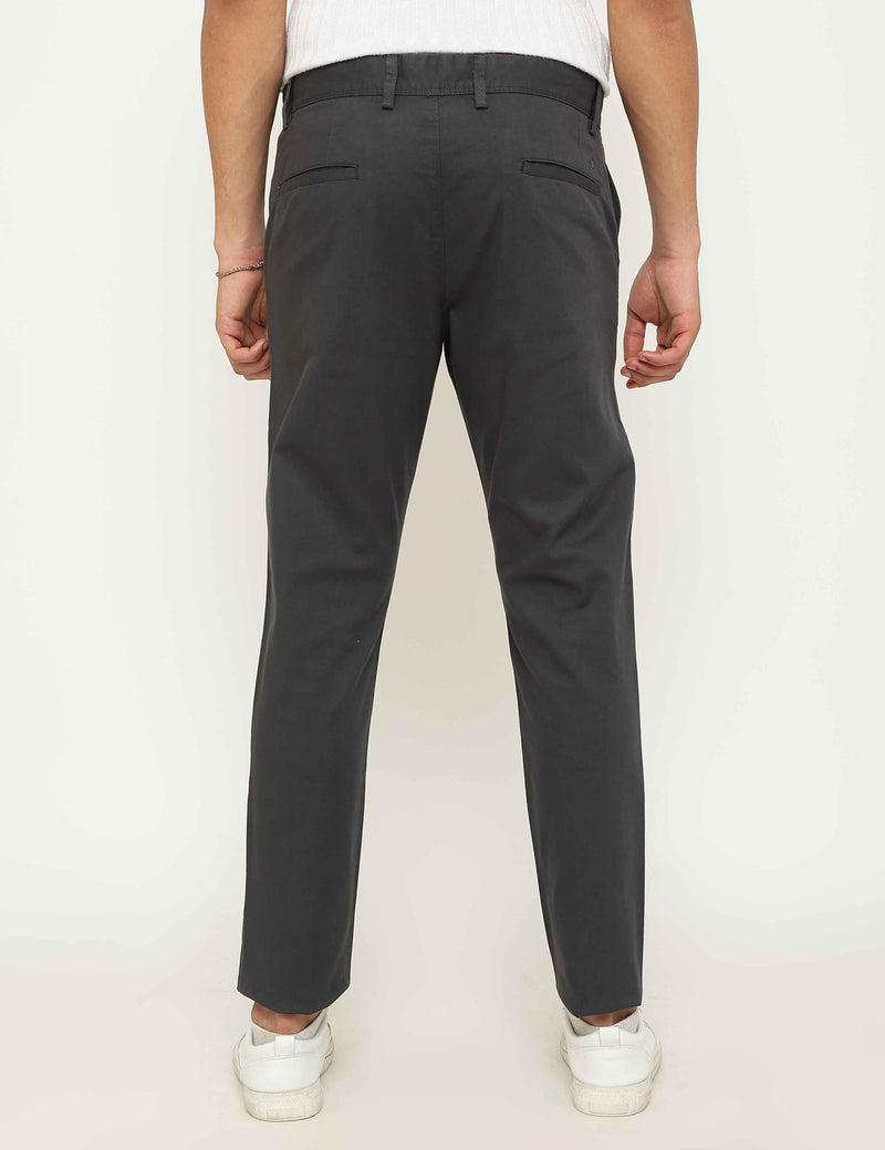 Dark Grey Modern Fit Stretch Cotton Trouser