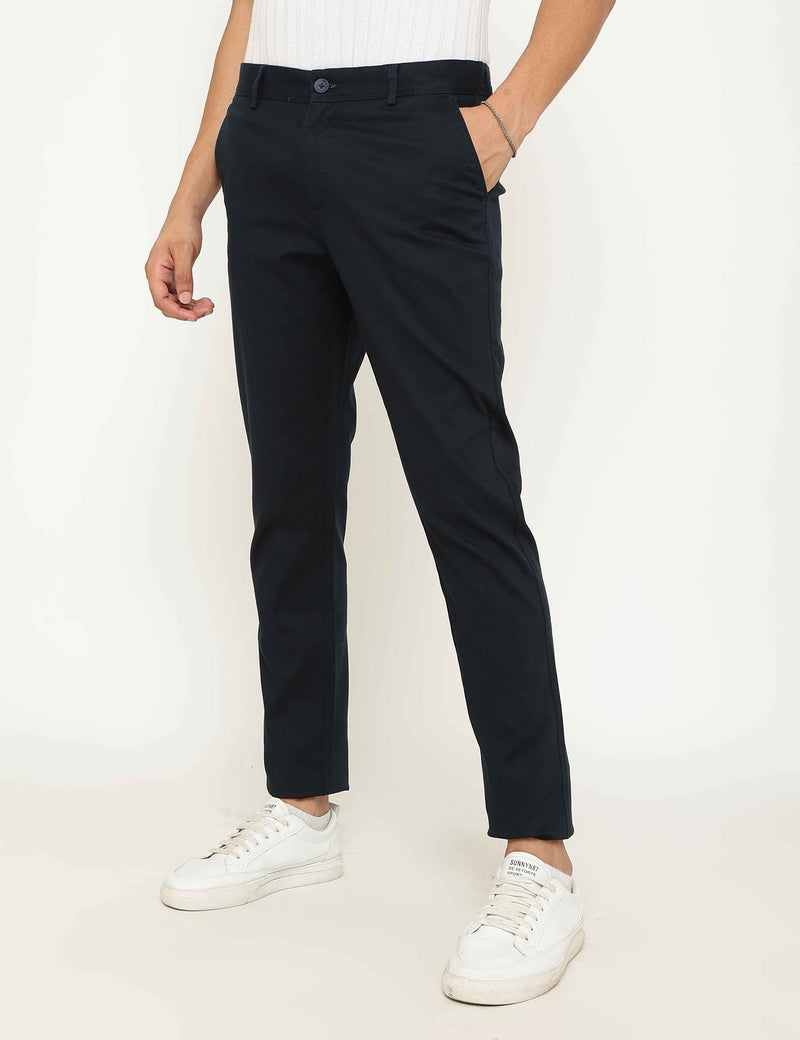 Navy Modern Fit Stretch Cotton Trouser