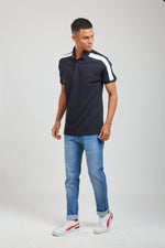 Navy Sporty Slim Fit Textured Polo