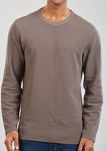 Grey Textured Premium Cotton Slim Fit T-Shirt