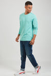 Teal Green Textured Premium Cotton Slim Fit T-Shirt