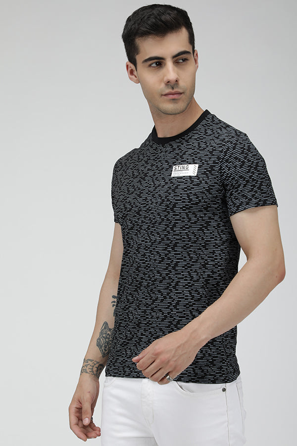Black all over printed tee