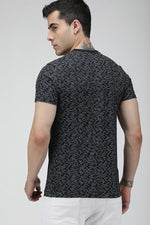 Black all over printed tee