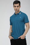 Teal Blue contrast tipping pique polo