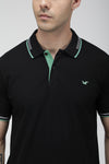 Black contrast tipping solid pique polo