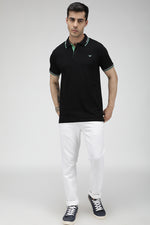 Black contrast tipping solid pique polo
